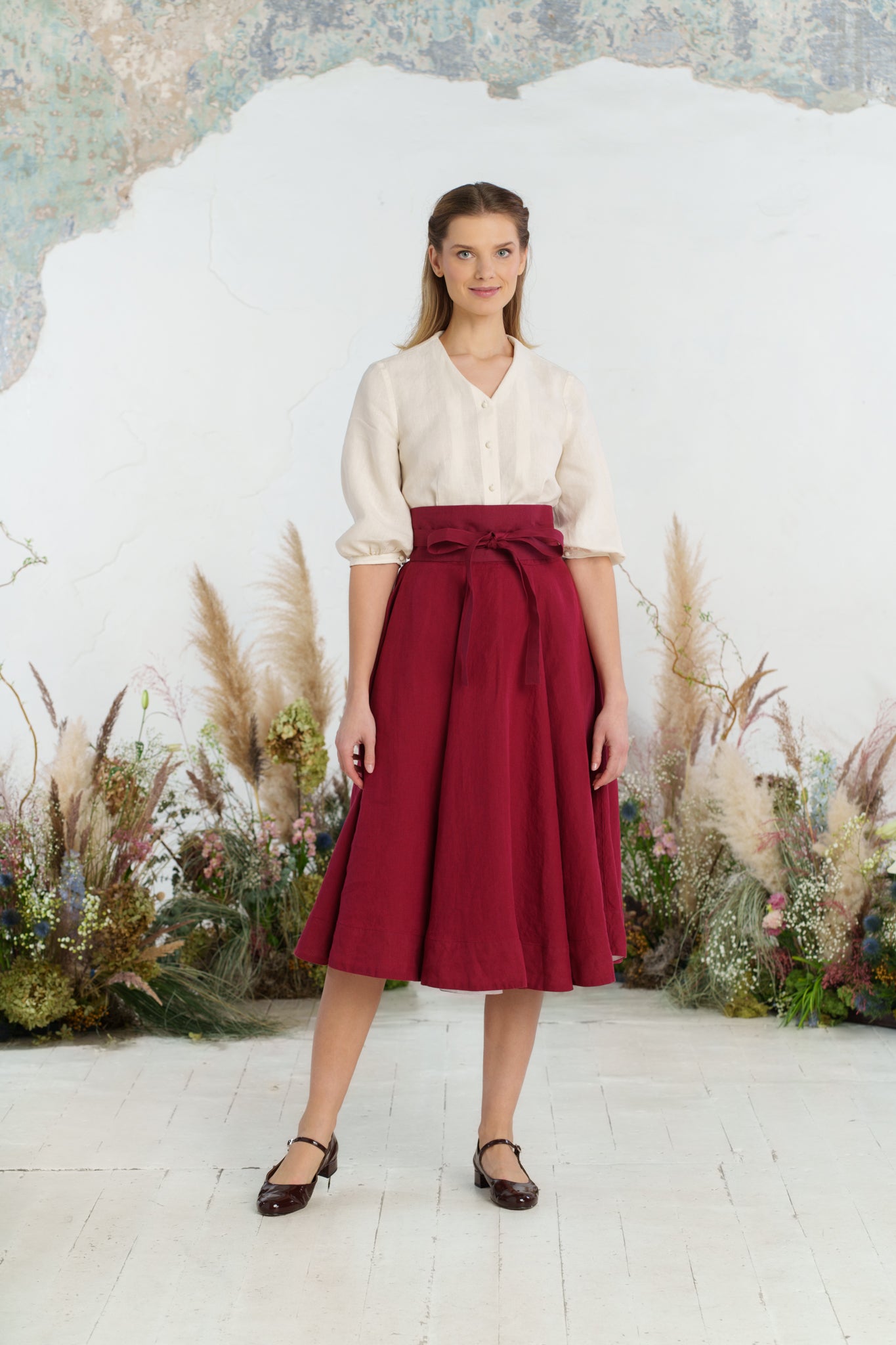 Ribbon Belt#color_marsala-red