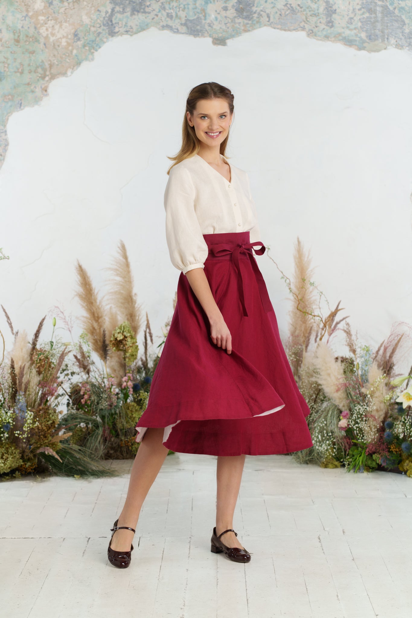 Ribbon Belt#color_marsala-red