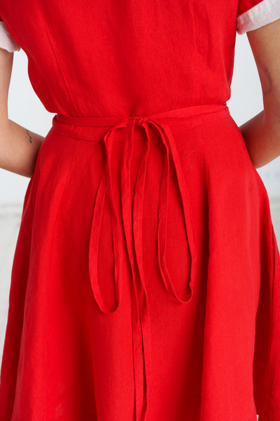 Mini Wrap Dress, Short Sleeve, Cherry Red
#color_cherry-red