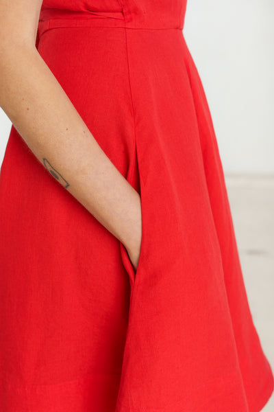 Mini Wrap Dress, Short Sleeve, Cherry Red
#color_cherry-red