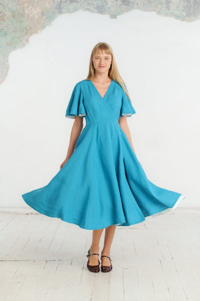 Wrap Dress, Butterfly Sleeve, Hawaiian Ocean
#color_hawaiian-ocean