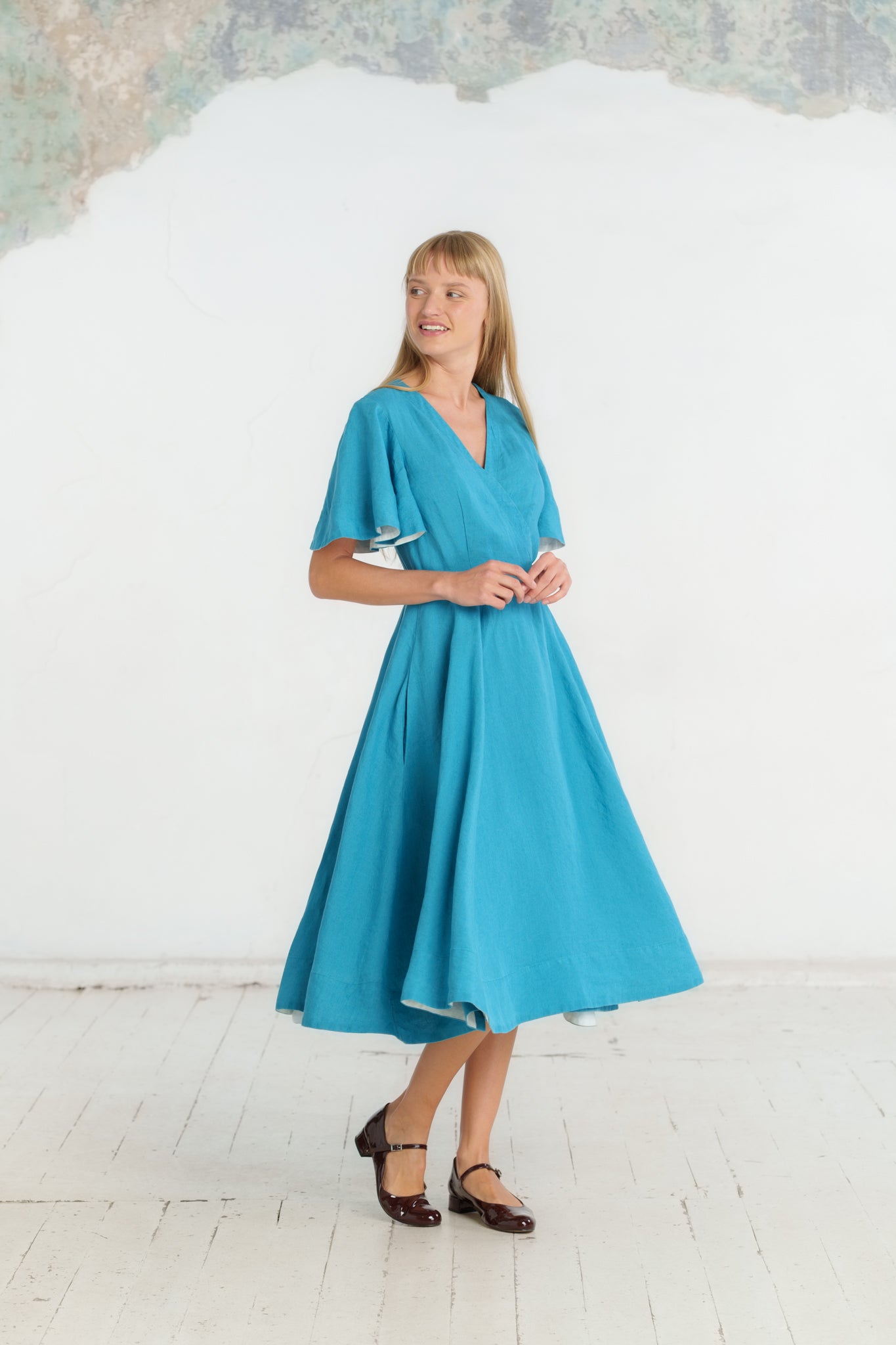 Wrap Dress, Butterfly Sleeve, Hawaiian Ocean
#color_hawaiian-ocean