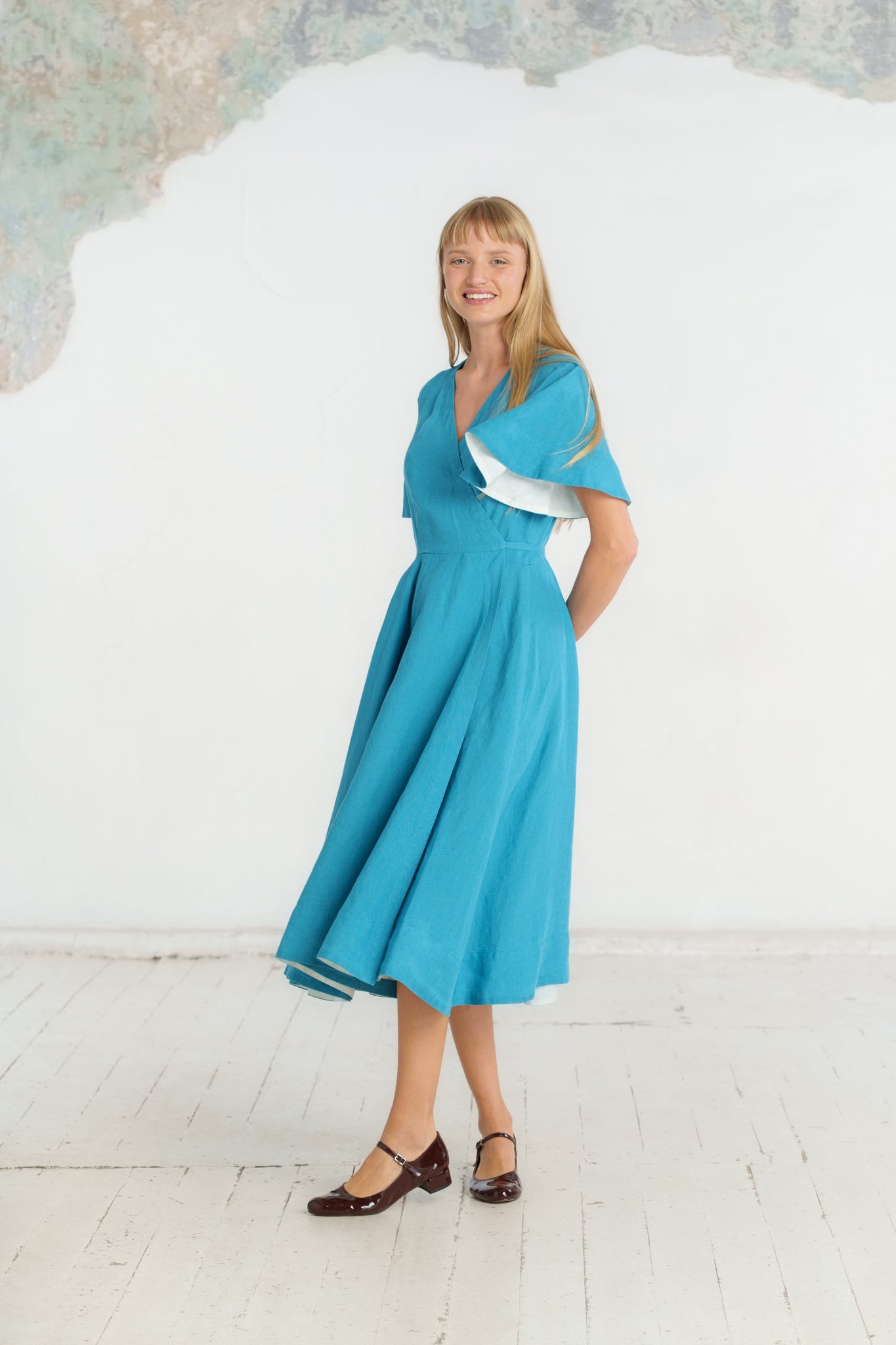 Wrap Dress, Butterfly Sleeve, Hawaiian Ocean
#color_hawaiian-ocean