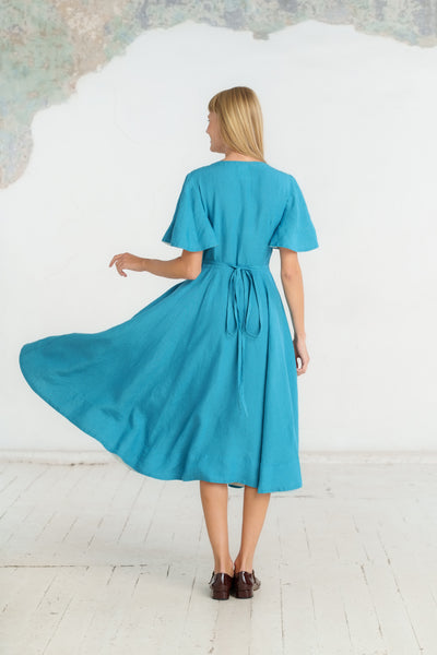 Wrap Dress, Butterfly Sleeve, Hawaiian Ocean
#color_hawaiian-ocean