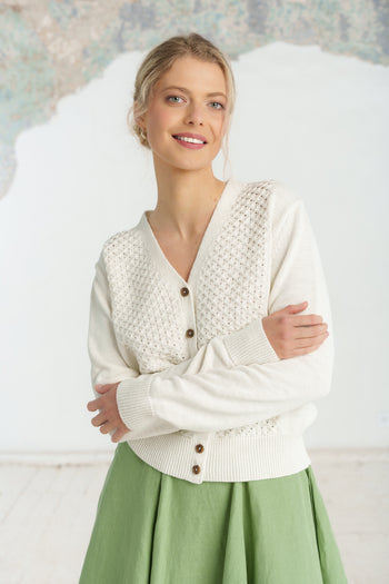 Elaine Cardigan, Long Sleeve, White Magnolia #color_white-magnolia