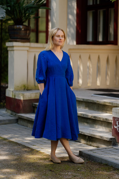 Wrap Gaia Dress, 3/4 Sleeve, Royal Blue
#color_royal-blue