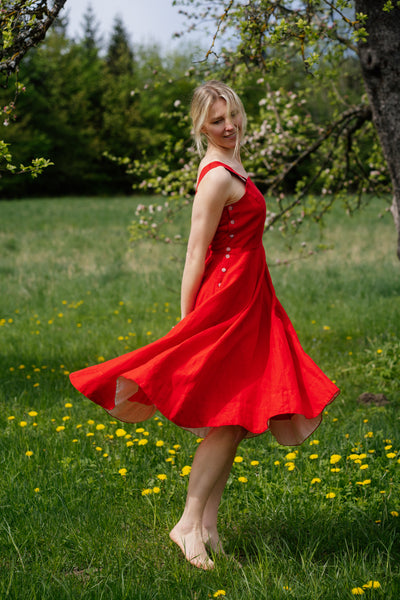 Pinafore Dress, Sleeveless, Cherry Red
#color_cherry-red