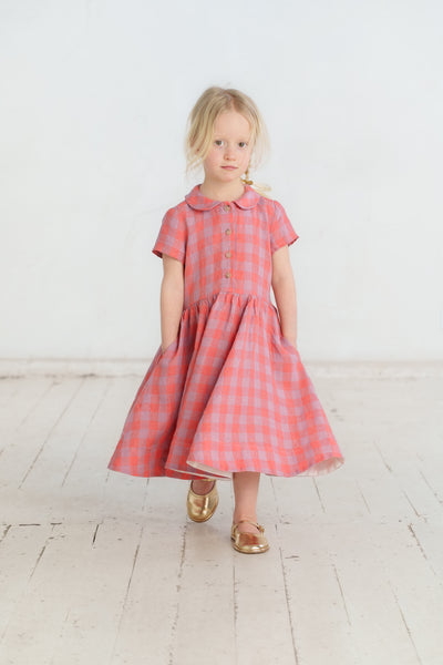 Mini Me Classic Dress, Short Sleeve, Pink Gingham
#color_pink-gingham