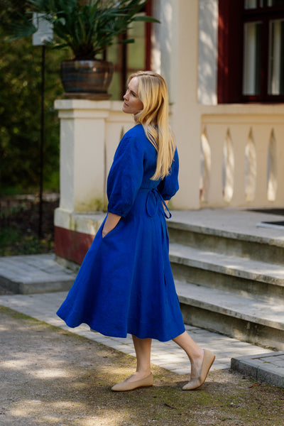 Wrap Gaia Dress, 3/4 Sleeve, Royal Blue
#color_royal-blue