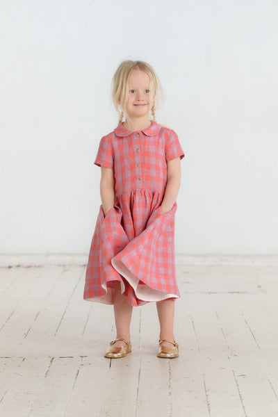 Mini Me Classic Dress, Short Sleeve, Pink Gingham
#color_pink-gingham