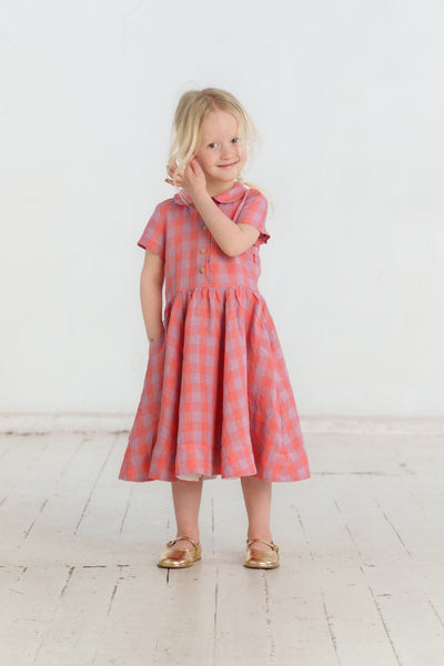 Mini Me Classic Dress, Short Sleeve, Pink Gingham
#color_pink-gingham