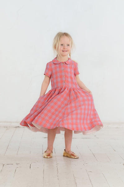 Mini Me Classic Dress, Short Sleeve, Pink Gingham
#color_pink-gingham