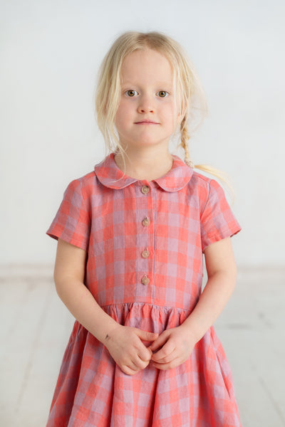 Mini Me Classic Dress, Short Sleeve, Pink Gingham
#color_pink-gingham