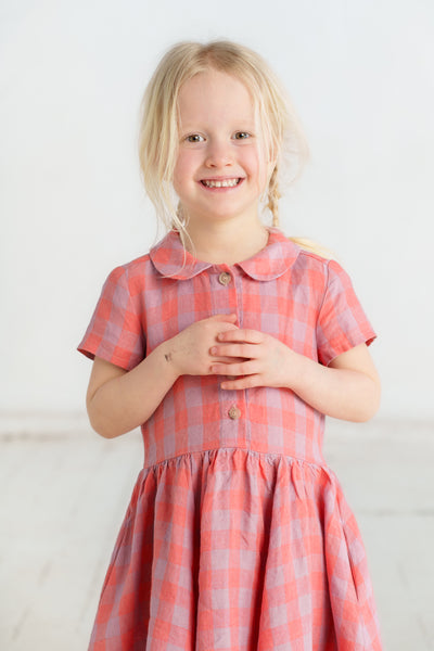 Mini Me Classic Dress, Short Sleeve, Pink Gingham
#color_pink-gingham