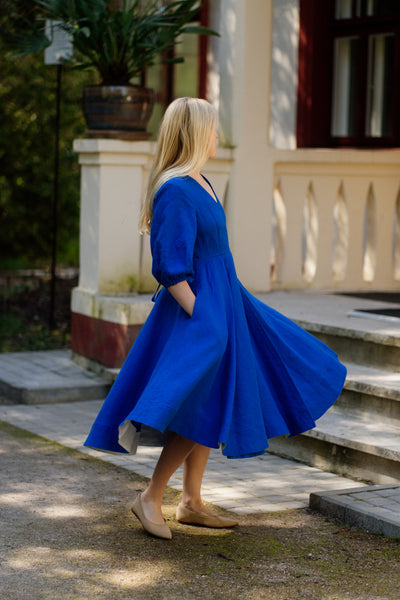 Wrap Gaia Dress, 3/4 Sleeve, Royal Blue
#color_royal-blue