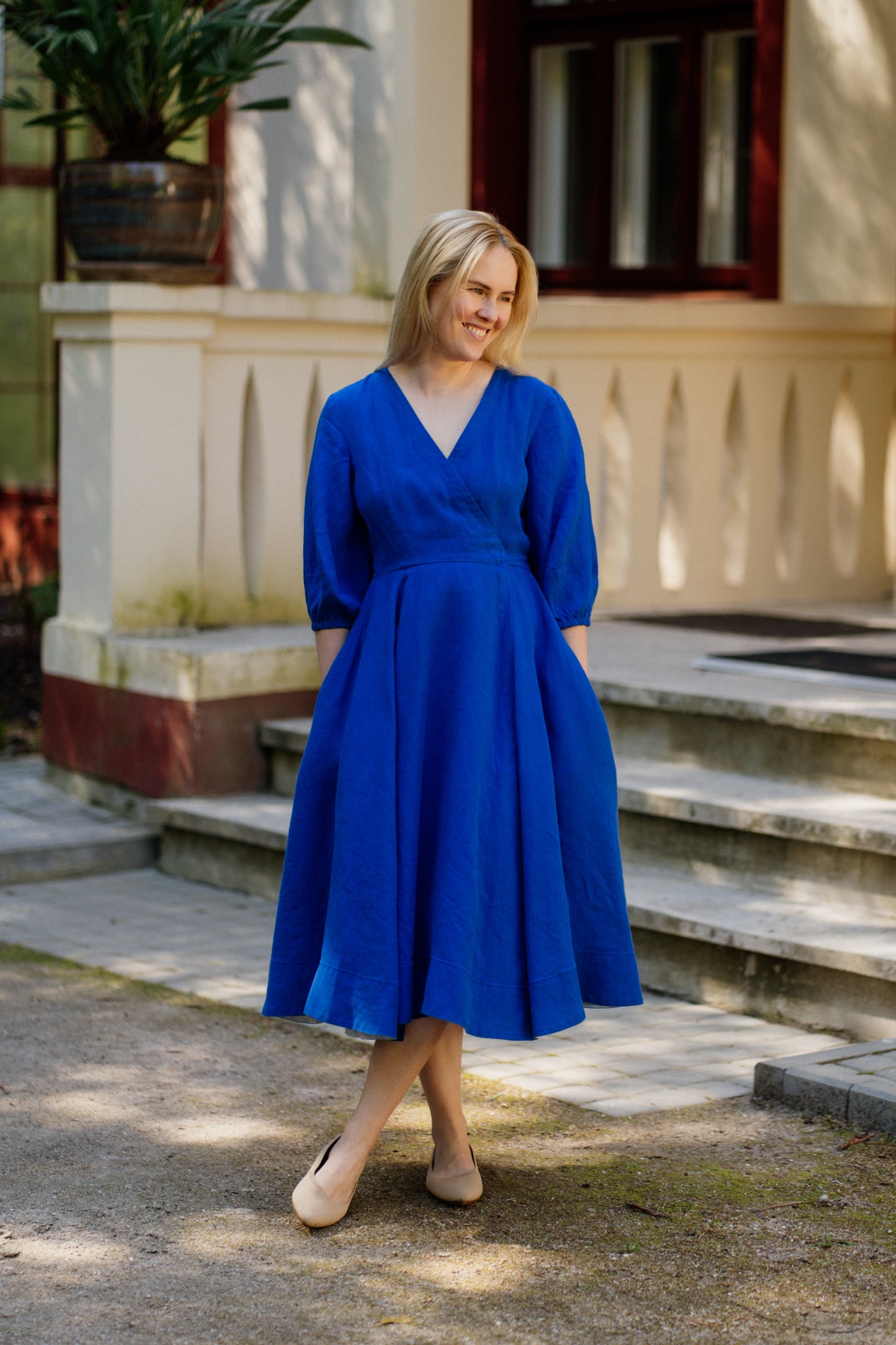 Wrap Gaia Dress, 3/4 Sleeve, Royal Blue
#color_royal-blue