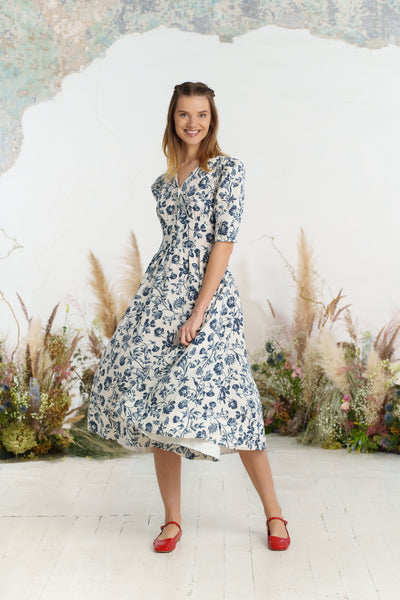 Diane Dress, Puffed Sleeve, Ink Rose
#color_ink-rose