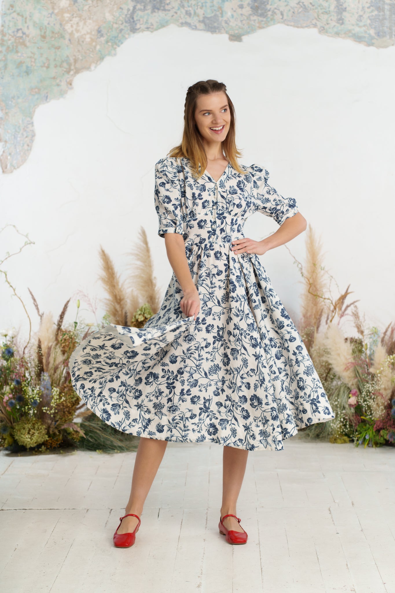 Diane Dress, Puffed Sleeve, Ink Rose
#color_ink-rose