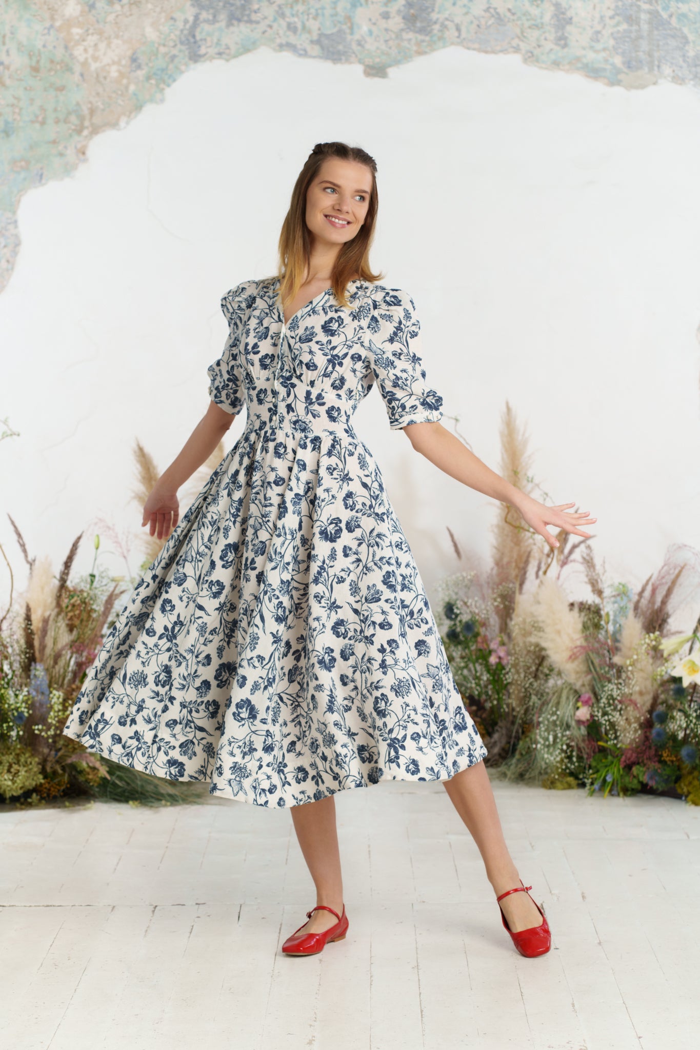Diane Dress, Puffed Sleeve, Ink Rose
#color_ink-rose