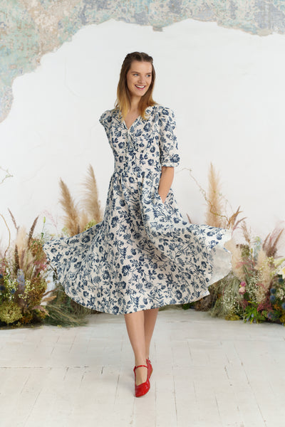 Diane Dress, Puffed Sleeve, Ink Rose
#color_ink-rose