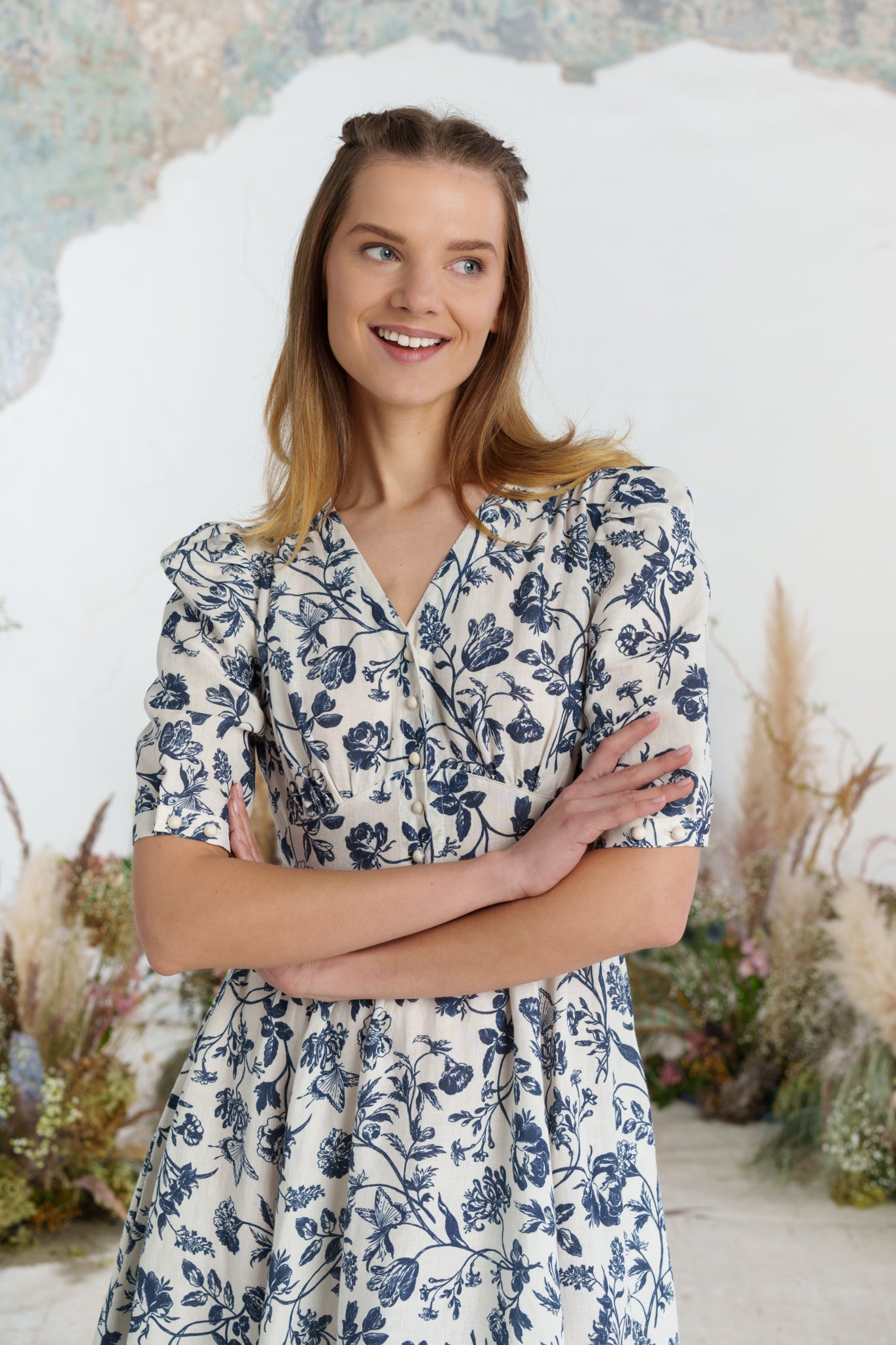 Diane Dress, Puffed Sleeve, Ink Rose
#color_ink-rose