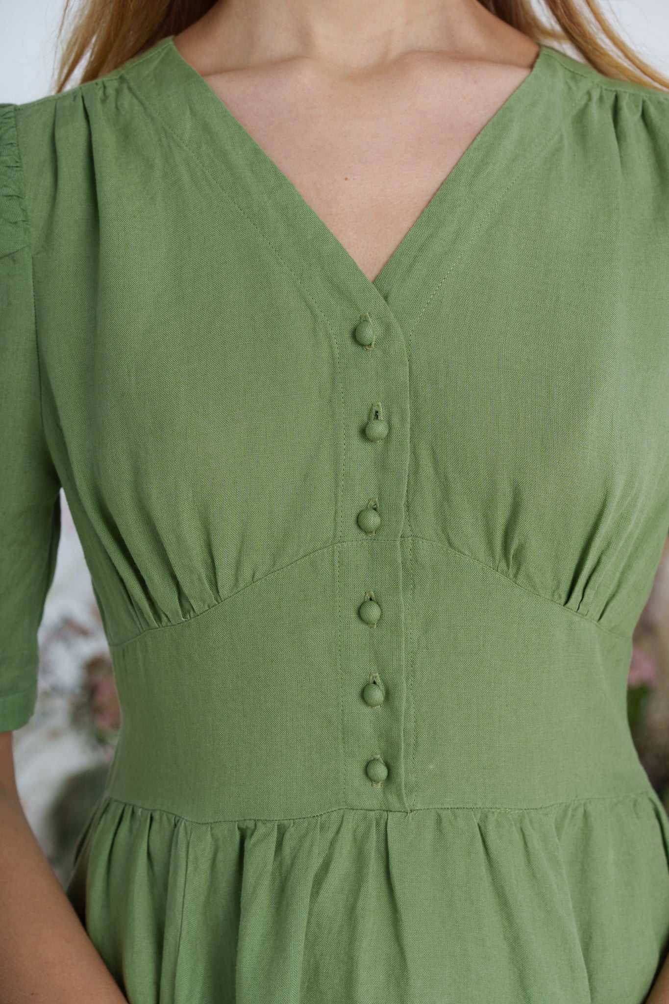 Diane Dress, Puffed Sleeve, Matcha Latte
#color_matcha-latte