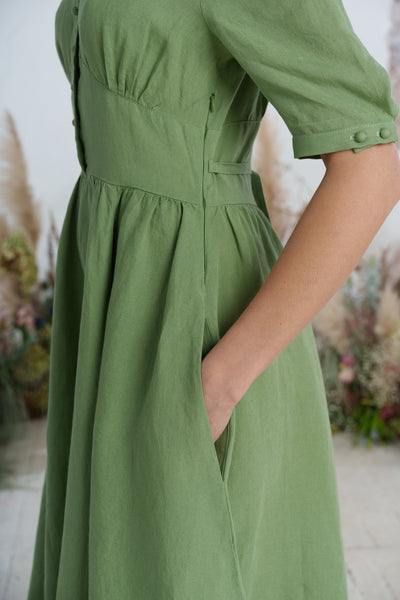 Diane Dress, Puffed Sleeve, Matcha Latte
#color_matcha-latte