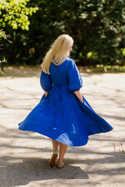 Wrap Gaia Dress, 3/4 Sleeve, Royal Blue
#color_royal-blue