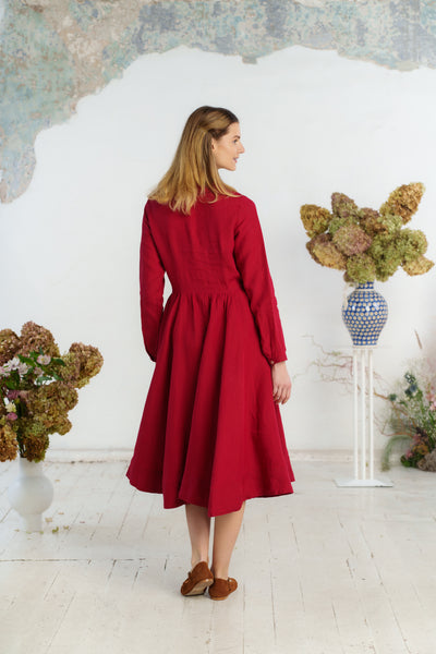 Classic Dress, Long Sleeve, Red Poppy#color_red-poppy