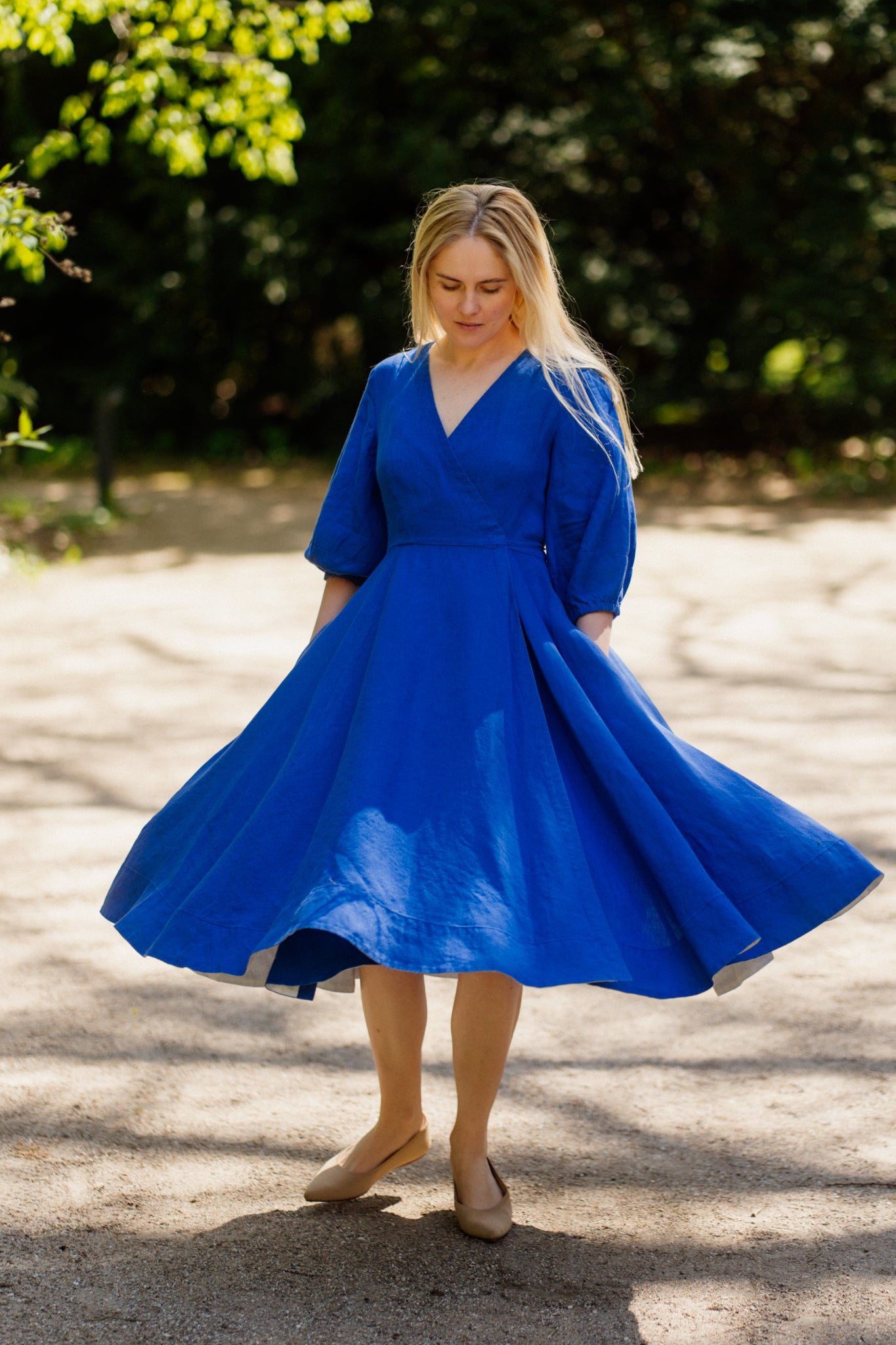 Wrap Gaia Dress, 3/4 Sleeve, Royal Blue
#color_royal-blue