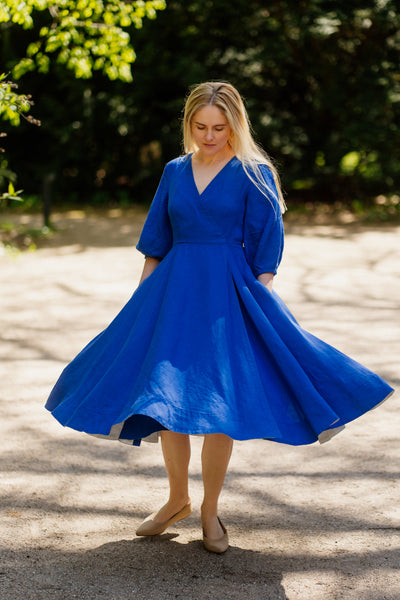 Wrap Gaia Dress, 3/4 Sleeve, Royal Blue
#color_royal-blue