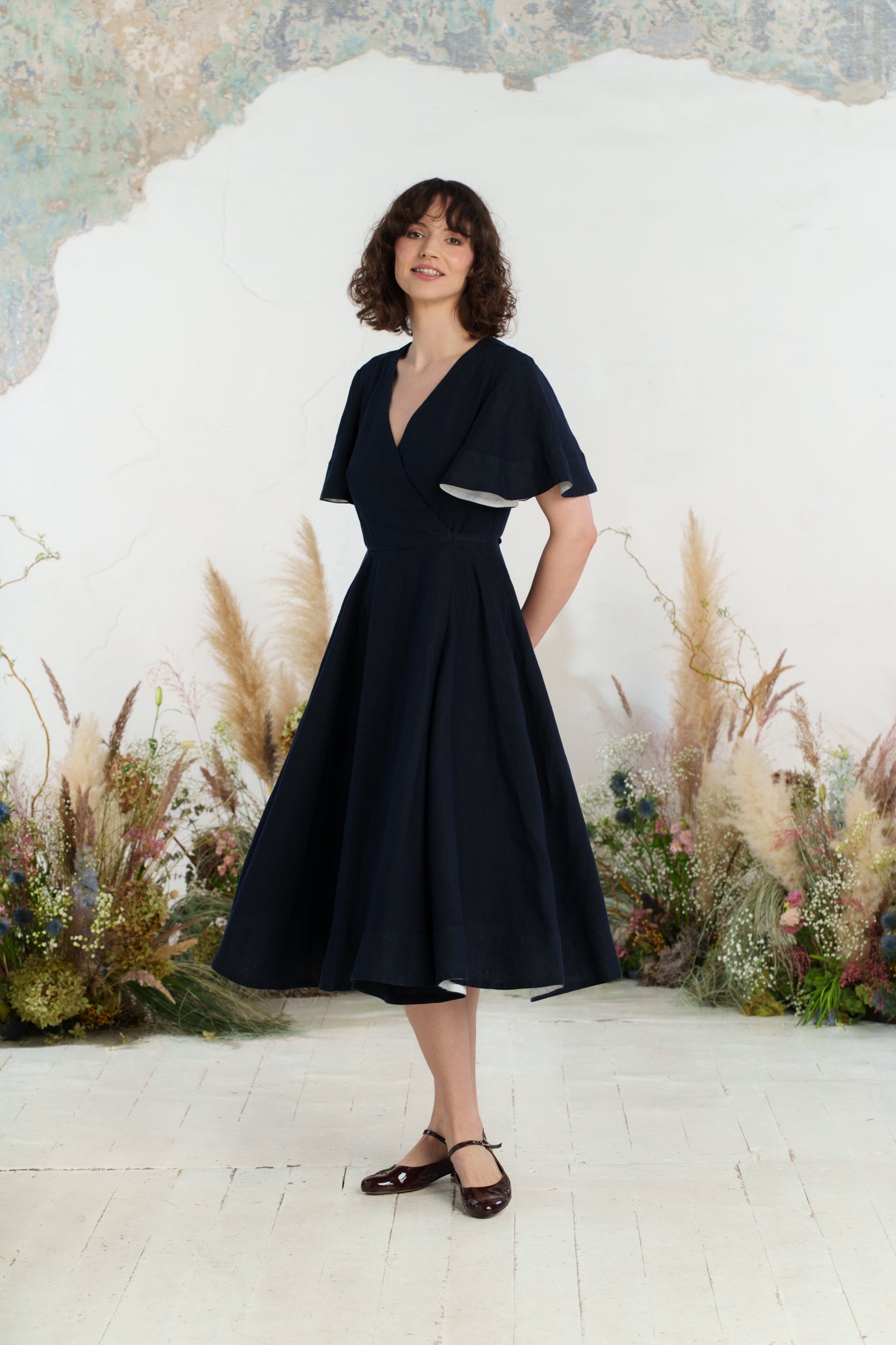 Wrap Dress, Butterfly Sleeve, Night Navy
#color_night-navy