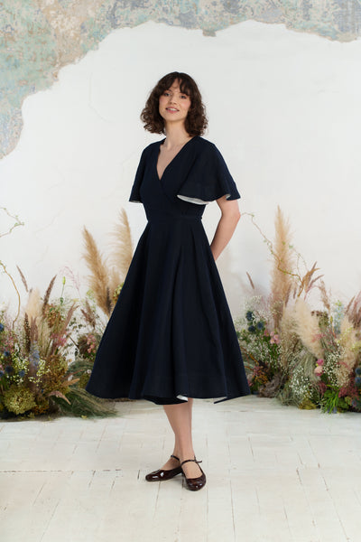 Wrap Dress, Butterfly Sleeve, Night Navy
#color_night-navy