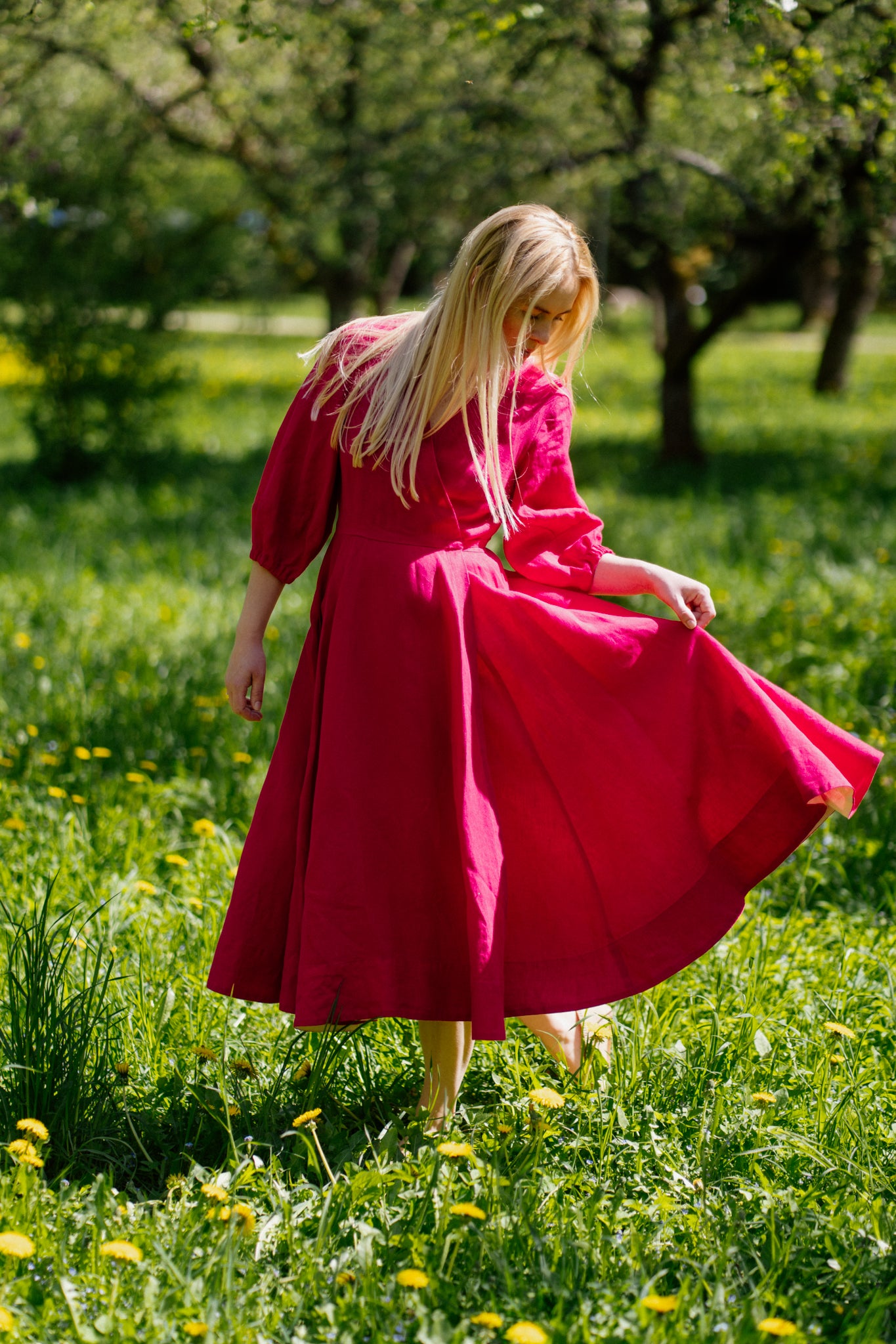 Wrap Gaia Dress, 3/4 Sleeve, Wild Raspberry
#color_wild-raspberry