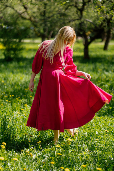 Wrap Gaia Dress, 3/4 Sleeve, Wild Raspberry
#color_wild-raspberry