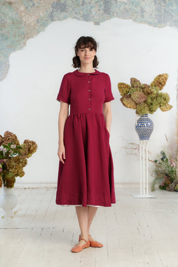 Classic Dress, Short Sleeve, Marsala Red#color_marsala-red