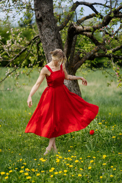 Pinafore Dress, Sleeveless, Cherry Red
#color_cherry-red