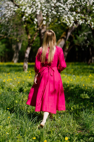 Wrap Gaia Dress, 3/4 Sleeve, Wild Raspberry
#color_wild-raspberry