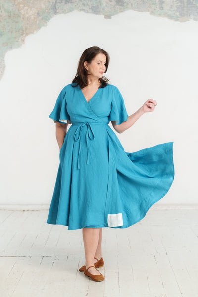 Wrap Dress, Butterfly Sleeve, Hawaiian Ocean
#color_hawaiian-ocean