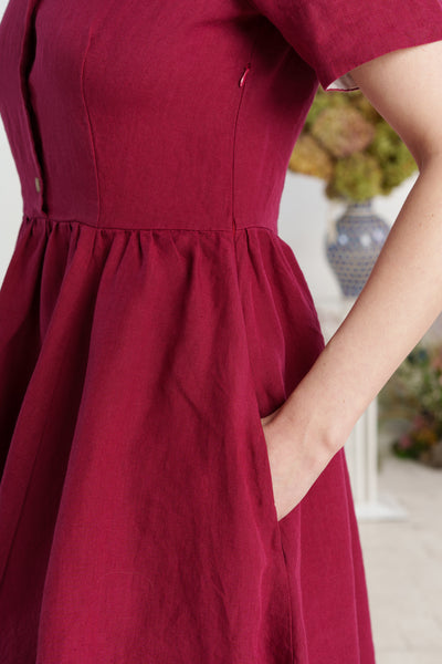 Classic Dress, Short Sleeve, Marsala Red#color_marsala-red