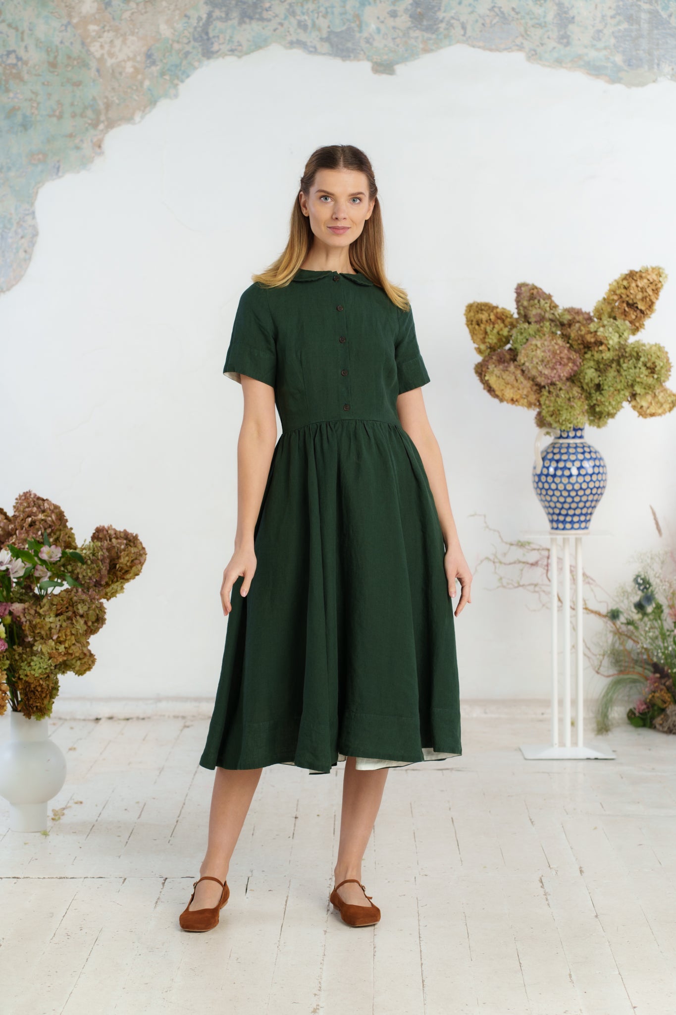 Classic Dress, Short Sleeve, Evergreen#color_evergreen