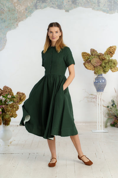 Classic Dress, Short Sleeve, Evergreen#color_evergreen