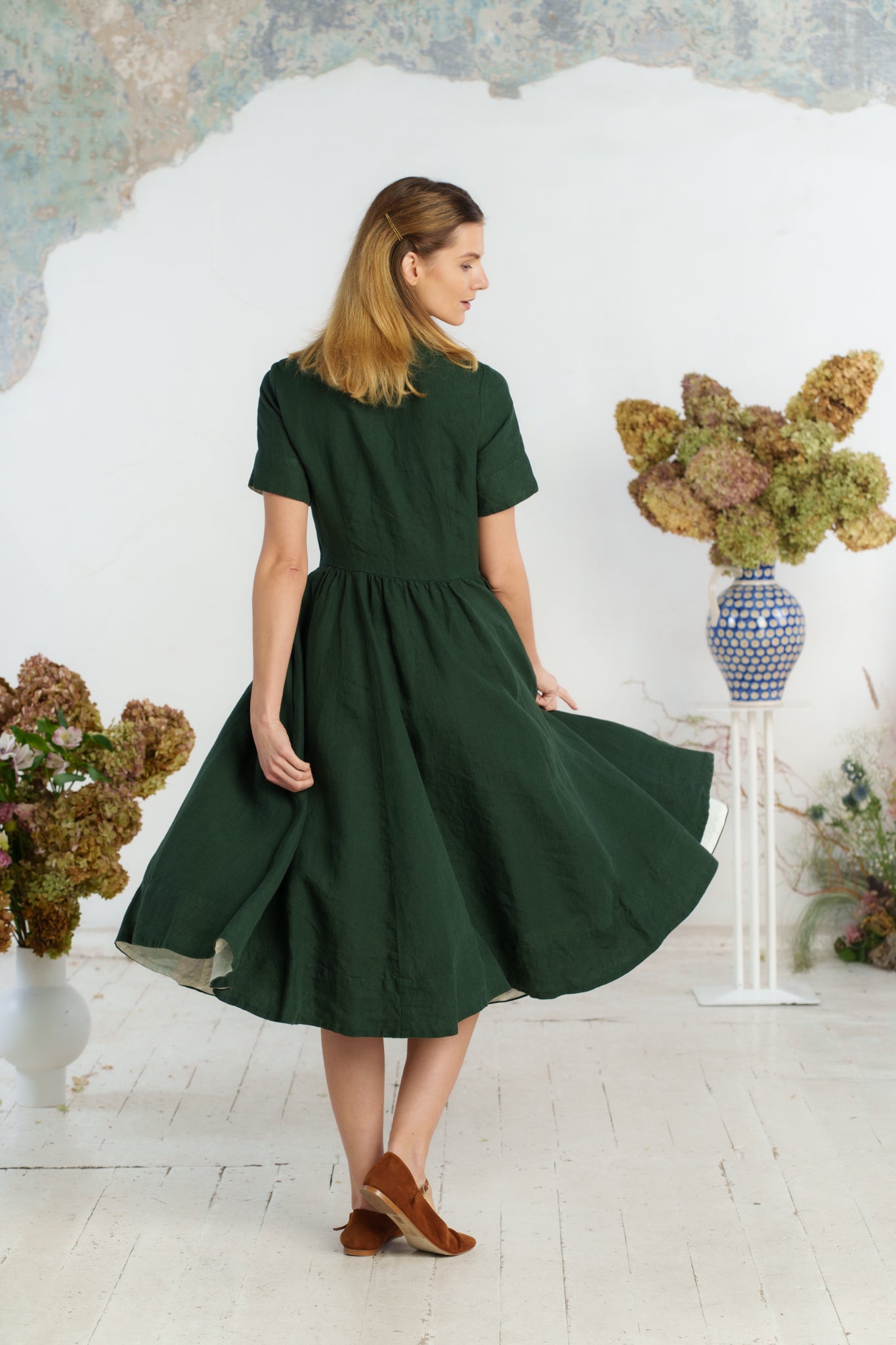 Classic Dress, Short Sleeve, Evergreen#color_evergreen