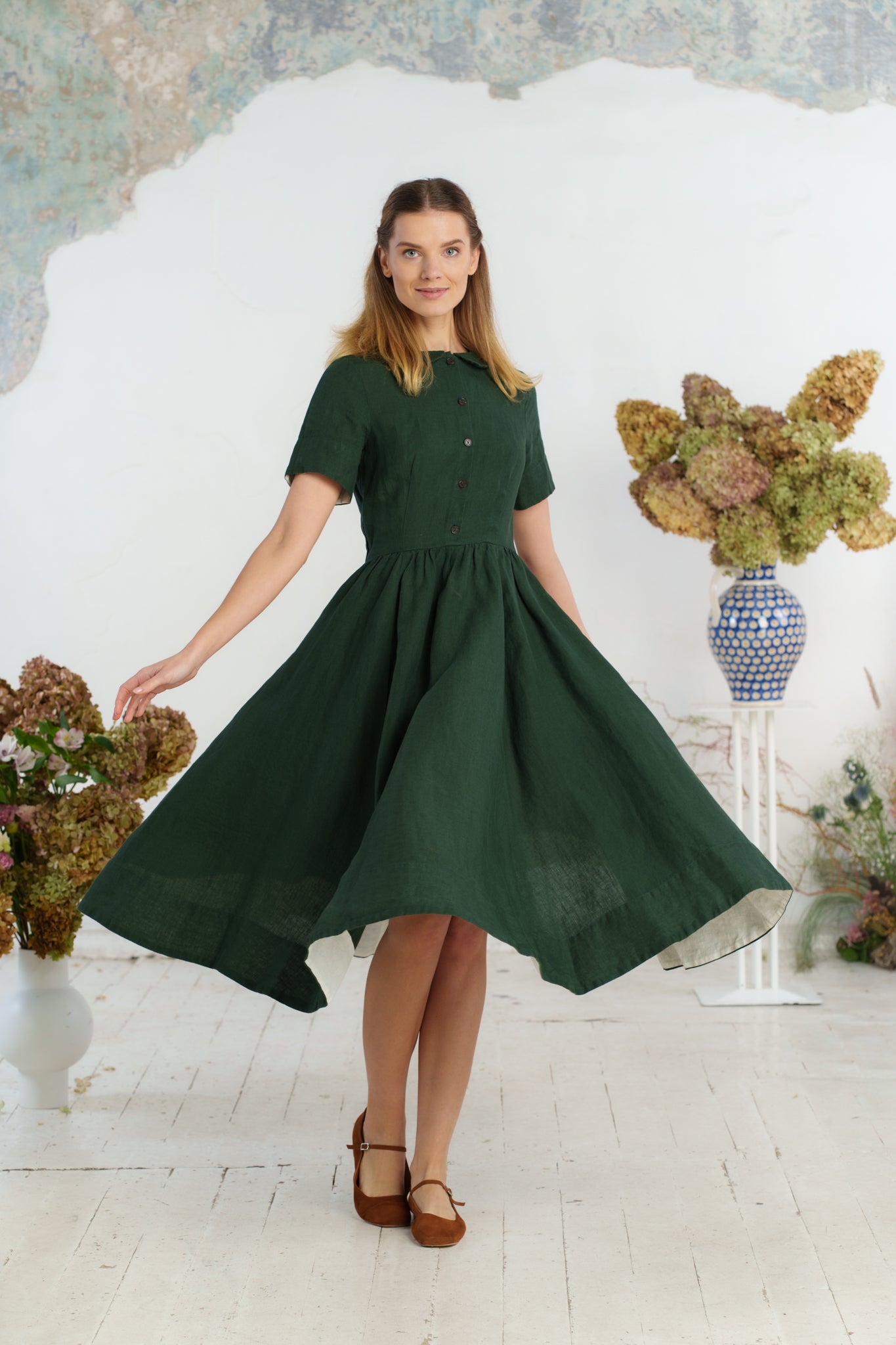 Classic Dress, Short Sleeve, Evergreen#color_evergreen