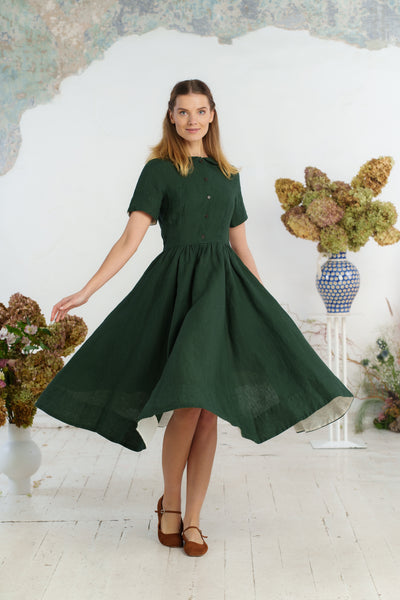 Classic Dress, Short Sleeve, Evergreen#color_evergreen