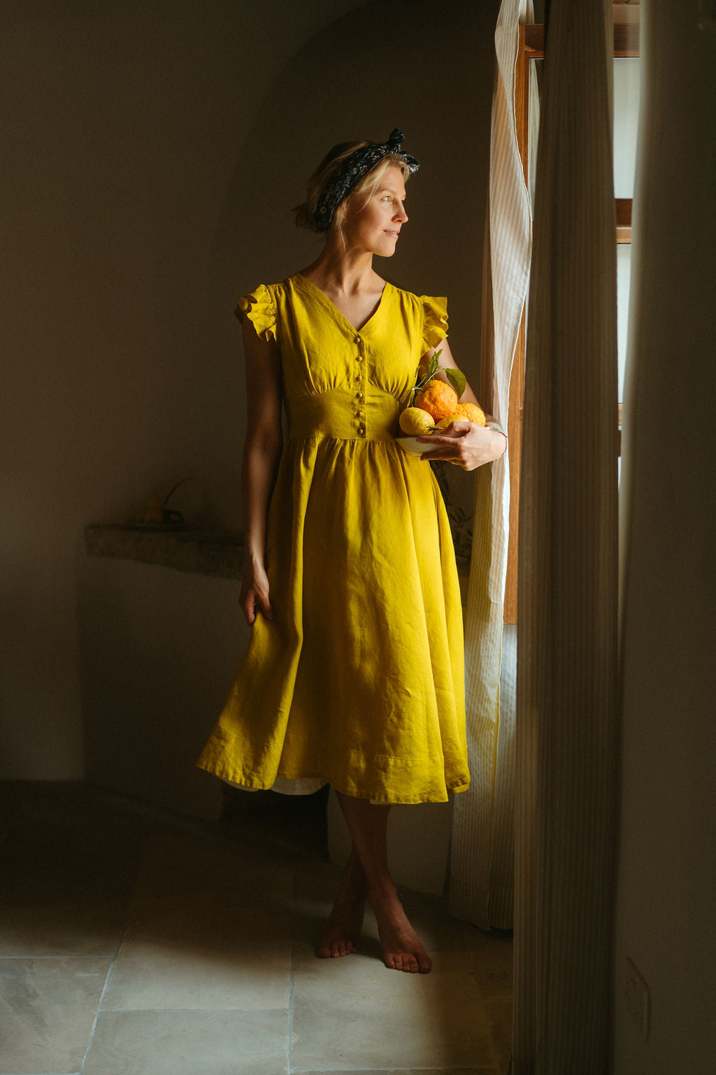 Diane Dress, Ruffle Sleeve, Daisy Yellow
#color_daisy-yellow