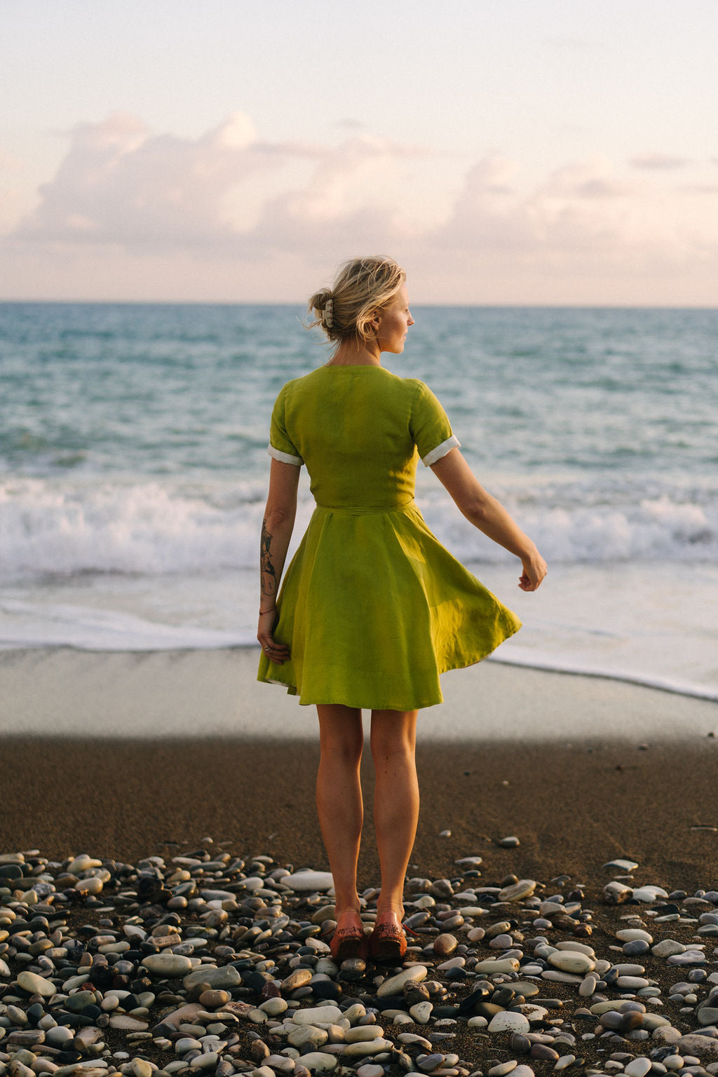 Mini Wrap Dress, Short Sleeve, Lime Green
#color_lime-green