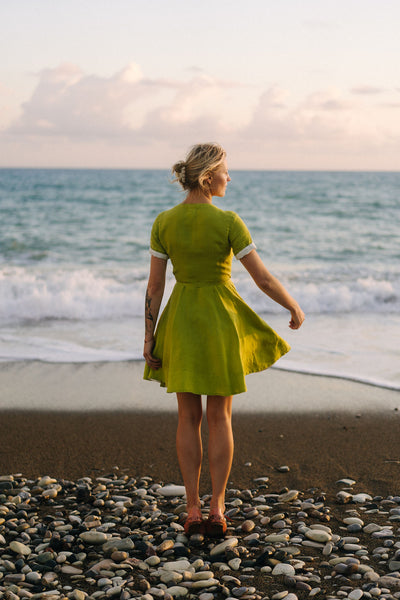 Mini Wrap Dress, Short Sleeve, Lime Green
#color_lime-green