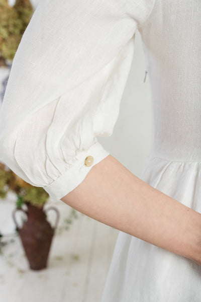 Maxi Carmen Dress, 3/4 Sleeve, White Magnolia