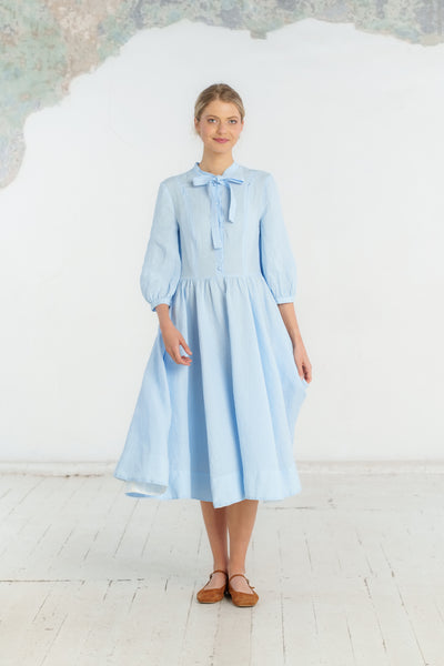 Jasmine Nursing Dress, 3/4 Sleeve, Skye Blue